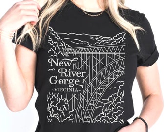 New River Gorge Bridge Tee • Vintage West Virginia National Park Shirt • Appalachia Hiking Trip Souvenir • Outdoorsman Gift