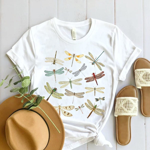 Vintage Dragonfly Print Patchwork Cotton And Linen Shirt main image 0
