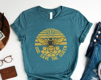 Save the Queen Bee Quote Tshirt • Conscious Bumble Beekeeping Insect Apparel • Environmental Honey Beekeeper • Wildlife Nature Ecology Shirt