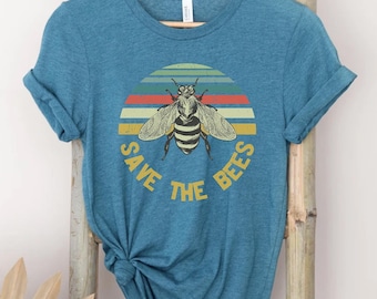 Save the Bees T-Shirt für Gärtner & Imker • Retro Bienen Shirt • Natur Liebhaber Geschenk • Earth Day Bestäuber Design Shirt