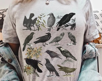 Crow Shirt • Raven Bird Art • Natural History Illustration