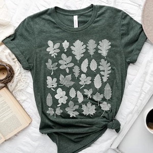 Enchanted Forest Leaf Print Botanical Shirt • Earthy Naturalist Granola Girl Tshirt • Artsy Forestcore Top • Hippie Plant Lady Botany Tee