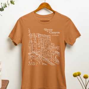 Bryce Canyon National Park Shirt • Southern Utah Mighty Five Explorer Vacation Tee • Outdoor Minimalist Red Rocks Desert Line Drawing Shirt