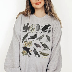 Goth Raven Crow Sweatshirt • Corvid Birdwatching Sweater • Nature Inspired Bird Lovers Gift • Naturalist Ornithology Field Guide Crewneck