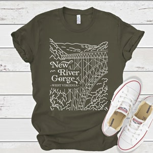 New River Gorge National Park Shirt • West Virginia Road Trip Hiking Gift • Minimalist Outdoor WV Camping Tshirt • Famous Bridge Graphic Tee