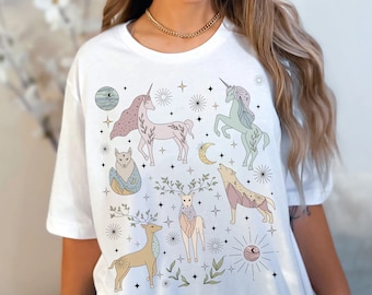 Unicorn Shirt • Magical Woodland Animal Tee • Fairycore Cottagecore Fantasy Graphic