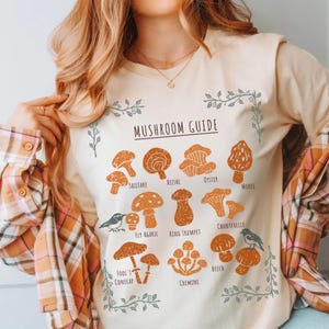 Wild Waldpilz Linolschnitt Shirt • Cottagecore Mykologie Feldführer Tshirt • Forestcore Botanische Block Print T-Shirt • Naturkern Kleidung