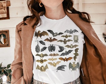 Bat Specimen Shirt • Vintage Bat Field Guide Tee • Gothic Natural History Gift for Biology Teachers, Naturalists & Bat Lovers