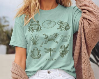 Anura Frog Shirt • Herpetology Graphic Tee • Amphibian Field Guide Shirt • Pond Life Gift for Biology Teachers and Frog Lovers