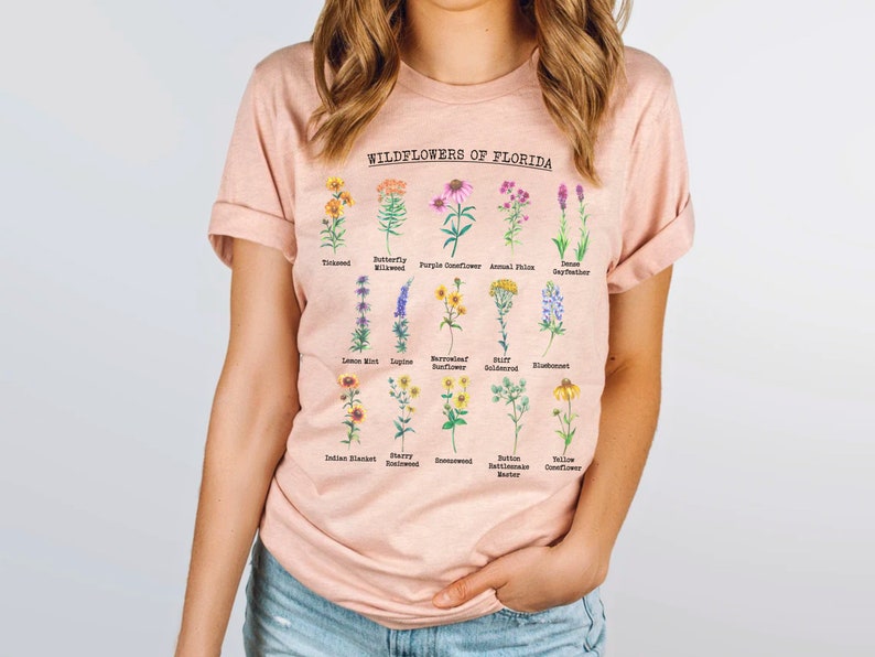 Florida Native Plant Identification Shirt Botanical Floral Nature Lover Tshirt Cottagecore