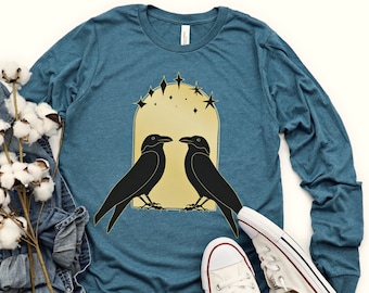 Crow Shirt • Gothic Crow Shirt • Witchy Long Sleeve