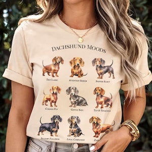 Funny Dachshund Shirt • Cute Weiner Dog Tee • Doxie Dad Gift • Dog Mom Tshirt • Preppy Dachshund Owner Top • Fun Pet Graphic Lover Clothes