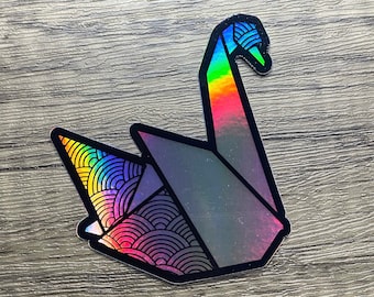 Holographic Origami Bird Sticker