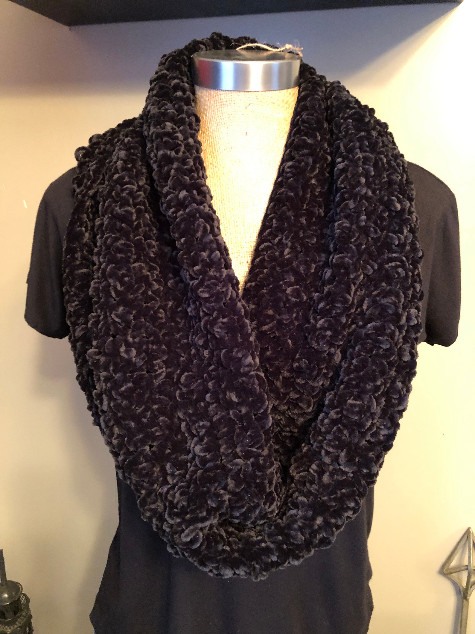 Handmade Black velvet cowl. Velvety soft and warm. Chunky Etsy
