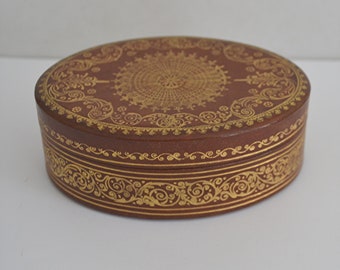 Trinket box Real Leather Brown Box Hand Tooled Leather Jewelry Box Embossed Genuine Leather Box Gift for Her Vintage Box