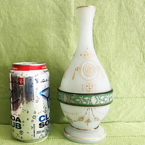 Antique Opaline Bud Vase with Hand Decoration