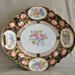 Vintage Hand Painted Nippon Serving Dish In Imari Colors