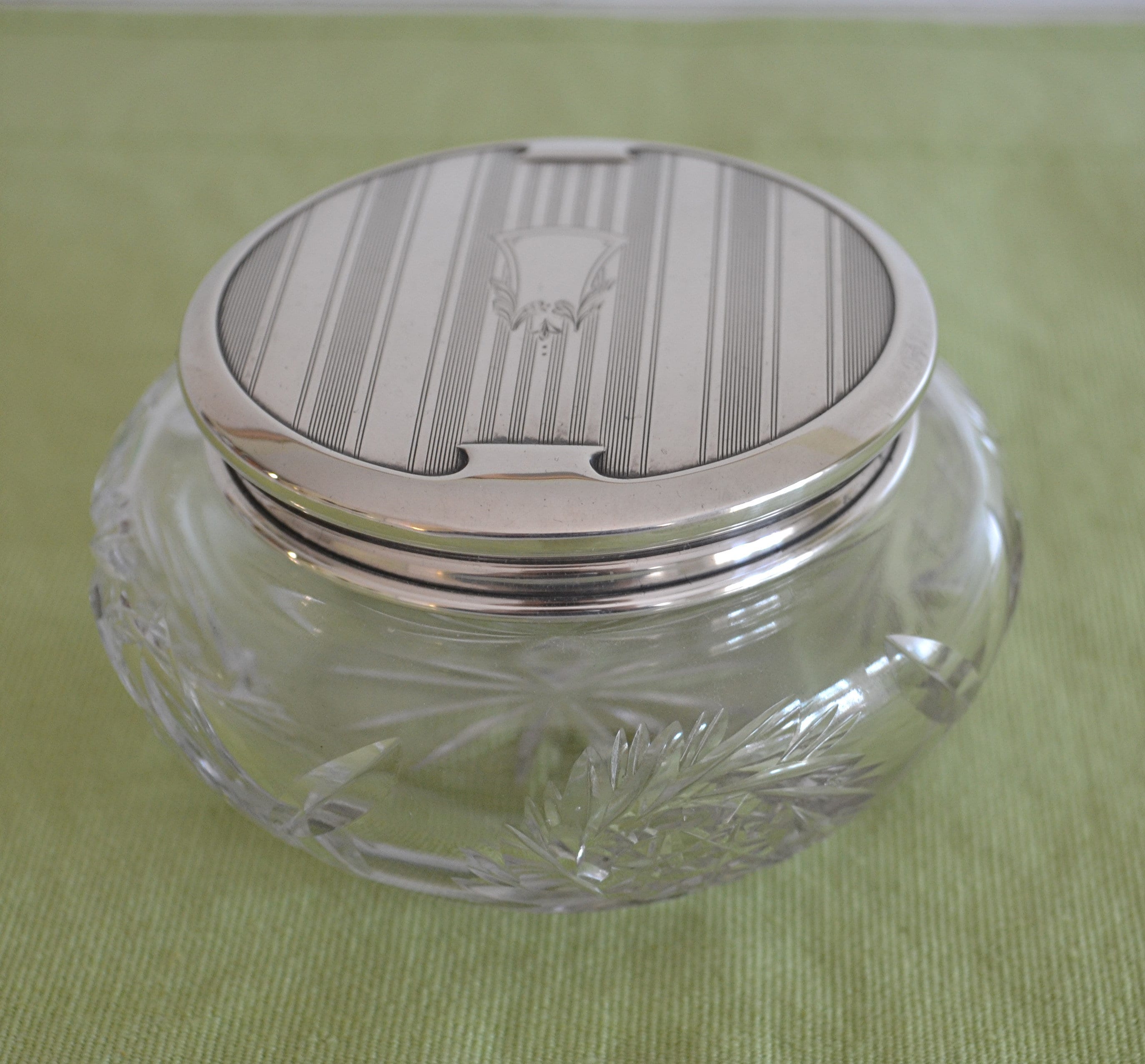 Vintage Vanity Jar with Sterling Silver Lid and Crystal Base Etsy