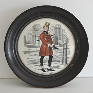 Prattware Pot Lid of Mr. Micawber from David Copperfield by Charles Dickens