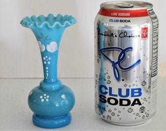 Antique Victorian Blue Milk Glass Vase