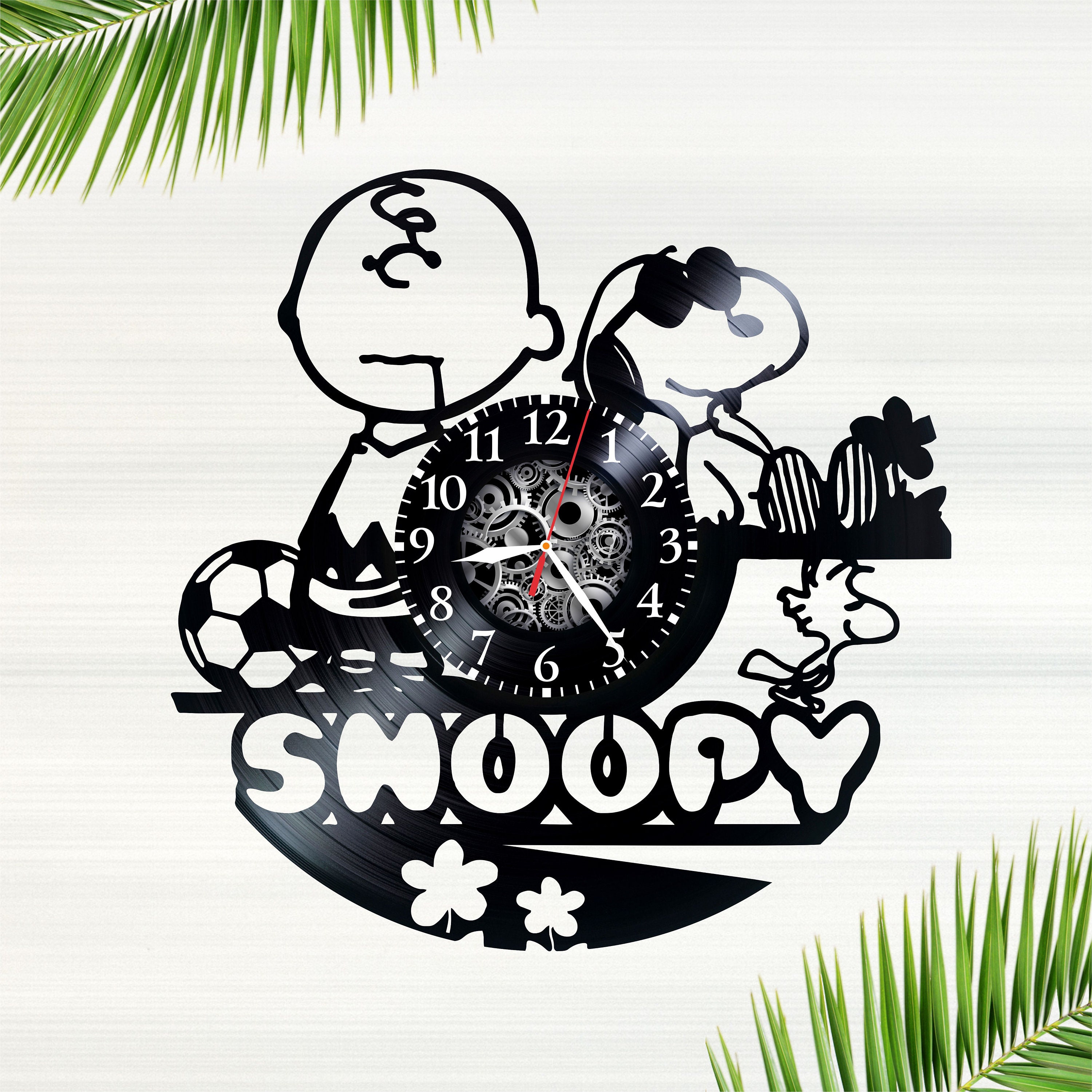 Snoopy Vinyl Wall Clock Cartoon Charlie Brown The Peanuts Etsy
