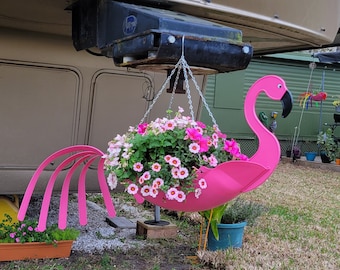 Fancy "Flo" the Flamingo.  Definitely a must have. Bright pink in color and manufactured by  USA Planter.