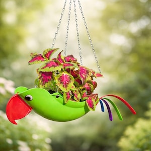 MINI Green Parrot Hanging Planter – Recyclable Plastic, UV Protectant