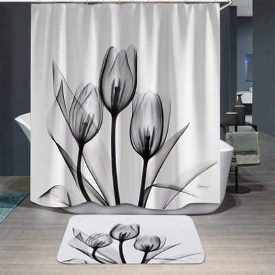 Graue Blume Wanne Dekor einfache Duschvorhang | Etsy