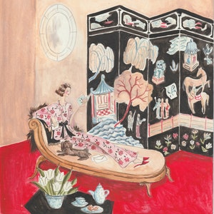 Premium vintage fashion-wenskaart van Morning Post