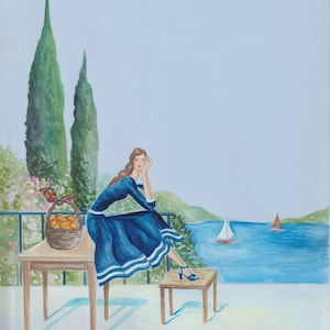 Carte de voeux premium vintage italienne Amalfi Girl