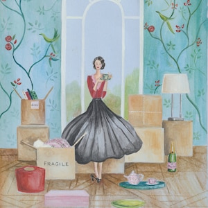 Premium kaart Moving Day Vintage-stijl