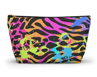 Meerkleurig zakje met dierenprint met T-bodem, make-uptas, toilettas, potloodzakje, schooltas, cadeau bruidsmeisje, afstudeercadeau