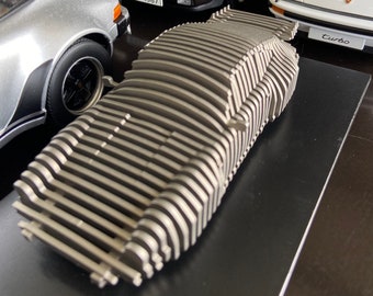 Porsche 911 Turbo 930 - 1:32 Handcrafted Car Sculpture - Stainless Steel
