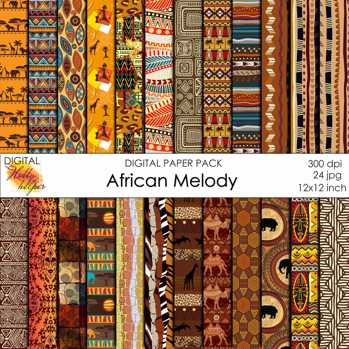 African digital paper pack 24 printable scrapbooking papers | Etsy
