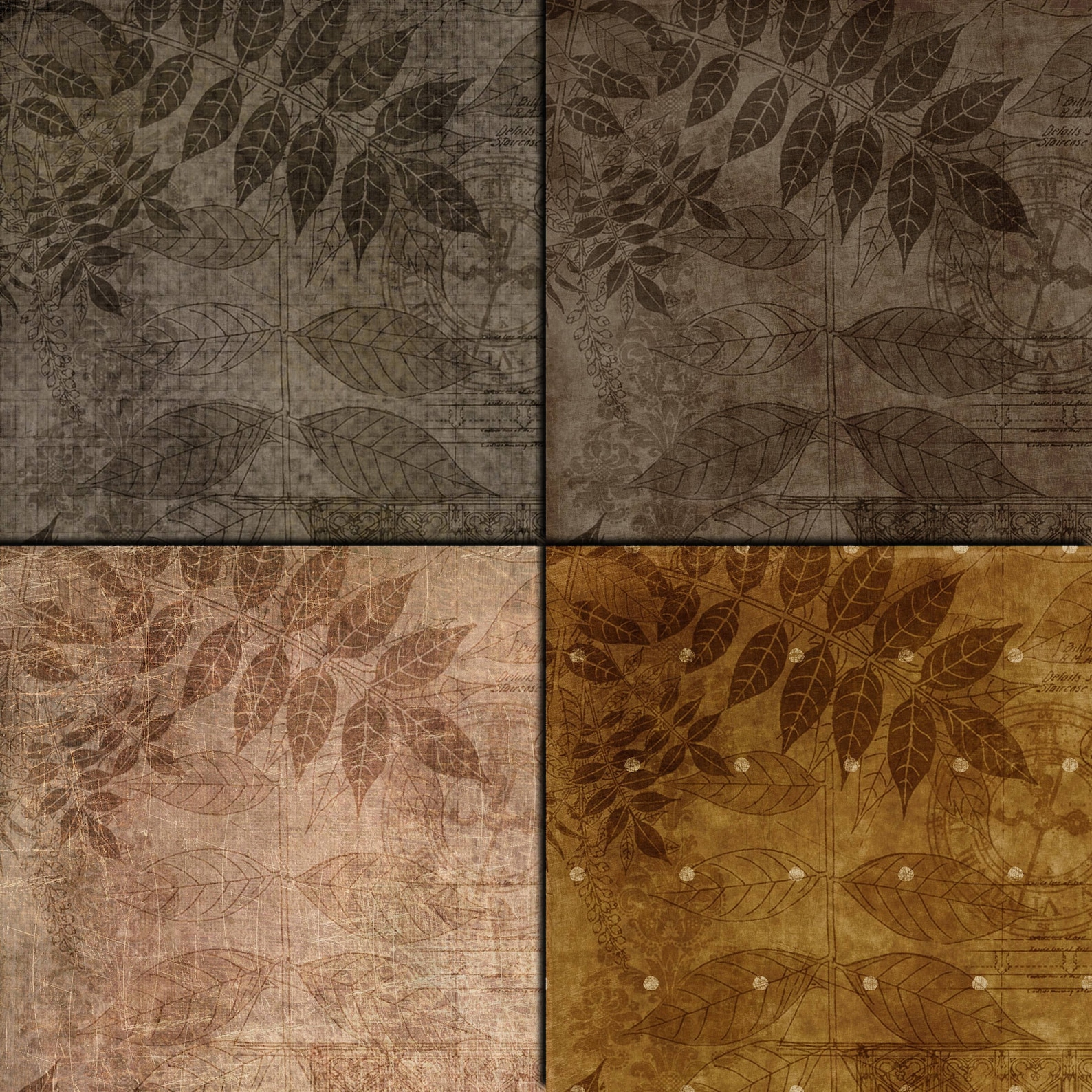 Brown vintage digital paper pack 16 printable scrapbooking Etsy