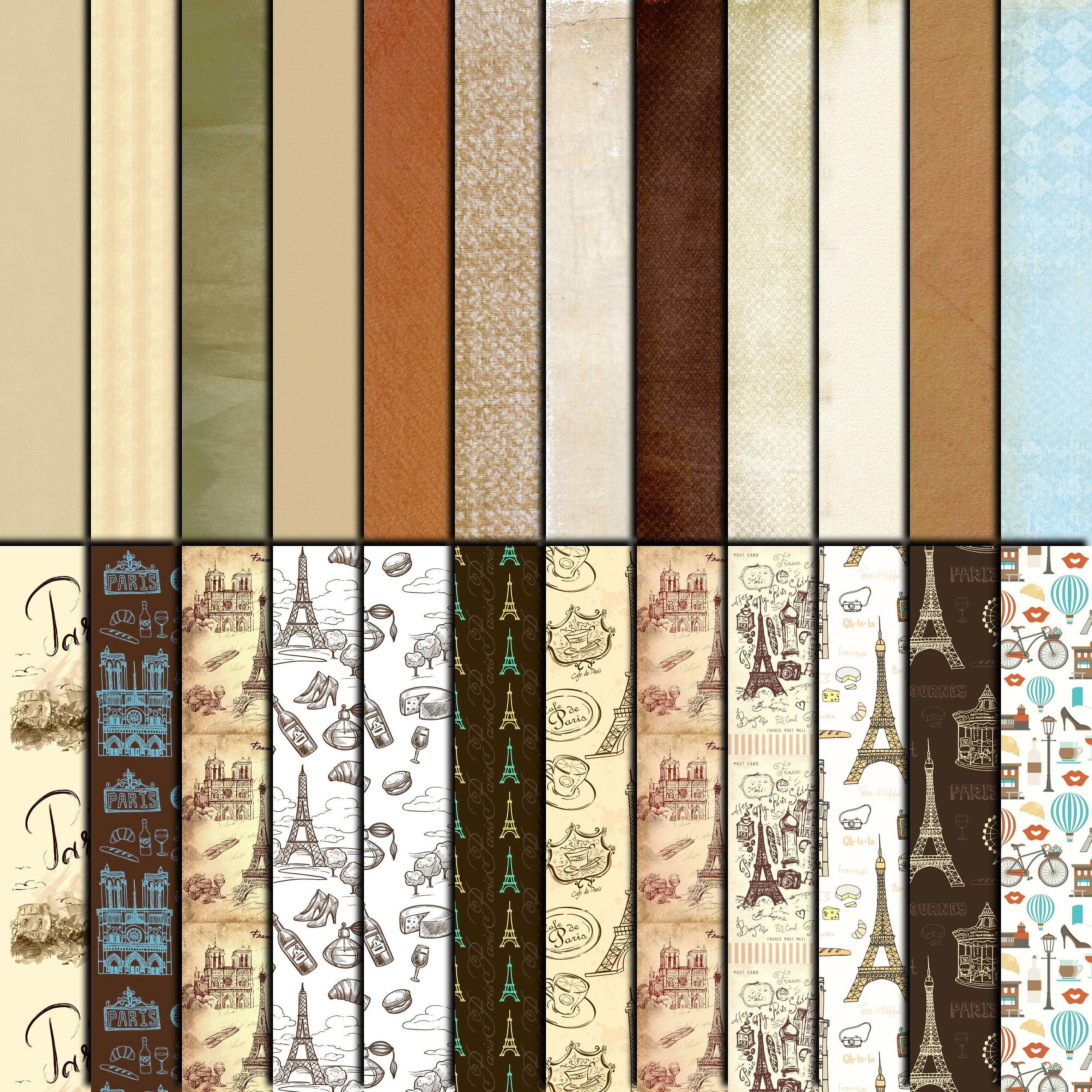 Paris digital paper pack 24 printable scrapbooking papers | Etsy