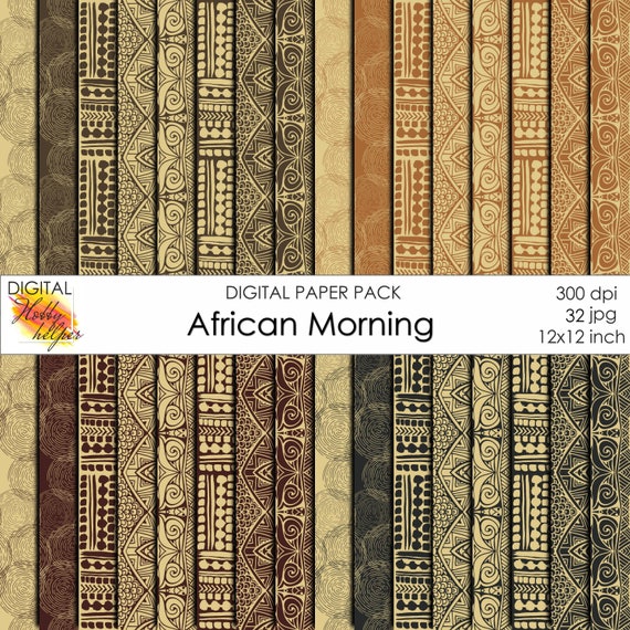 African digital paper pack 32 printable scrapbooking papers | Etsy