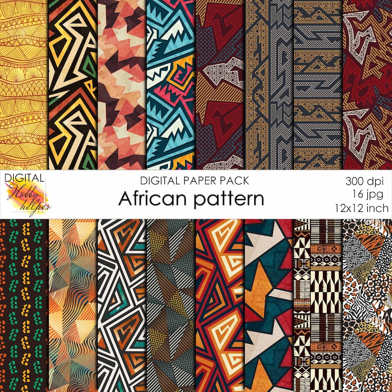 African digital paper pack 16 printable scrapbooking papers Etsy