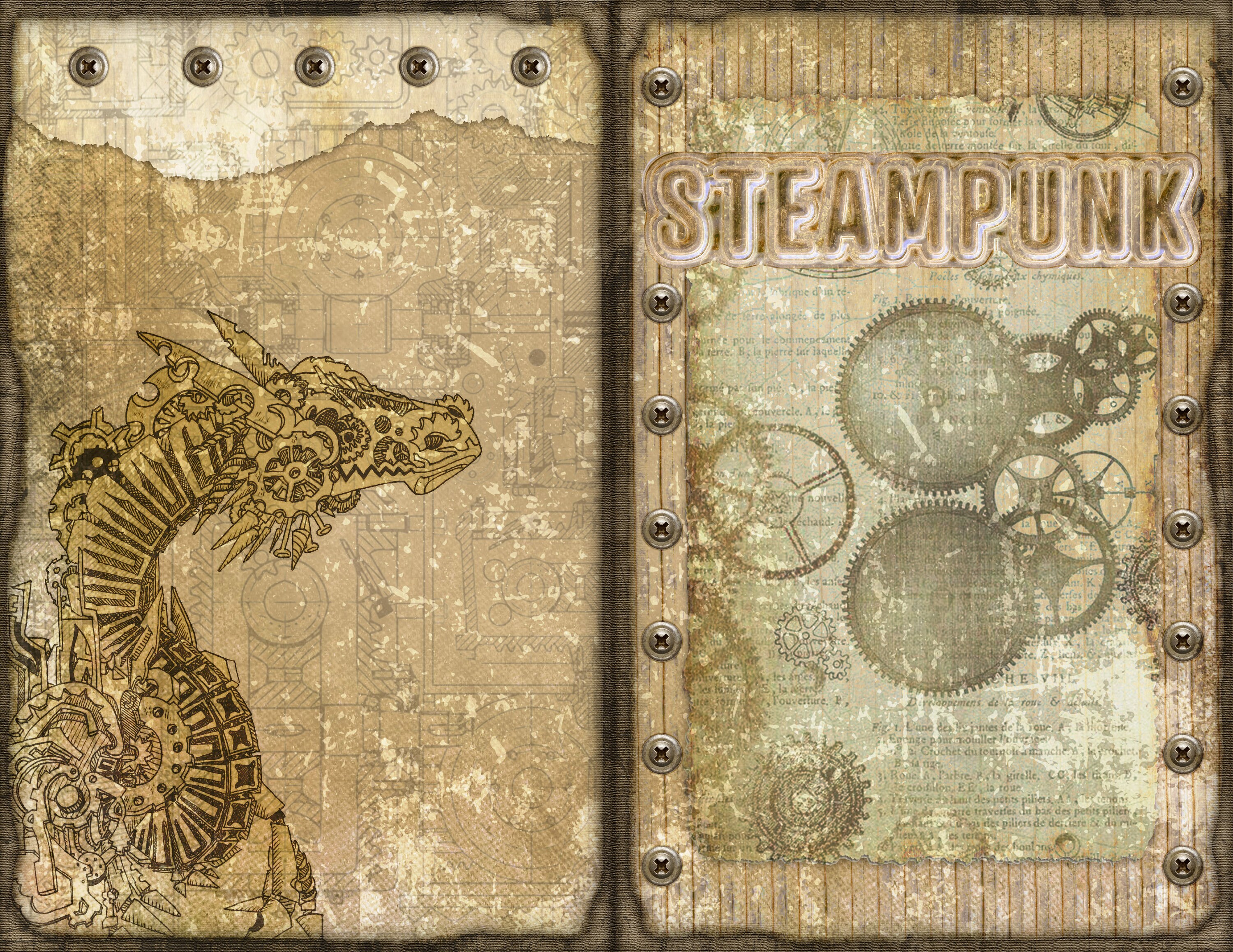 Steampunk junk journal double pages printable kit 16 pages | Etsy