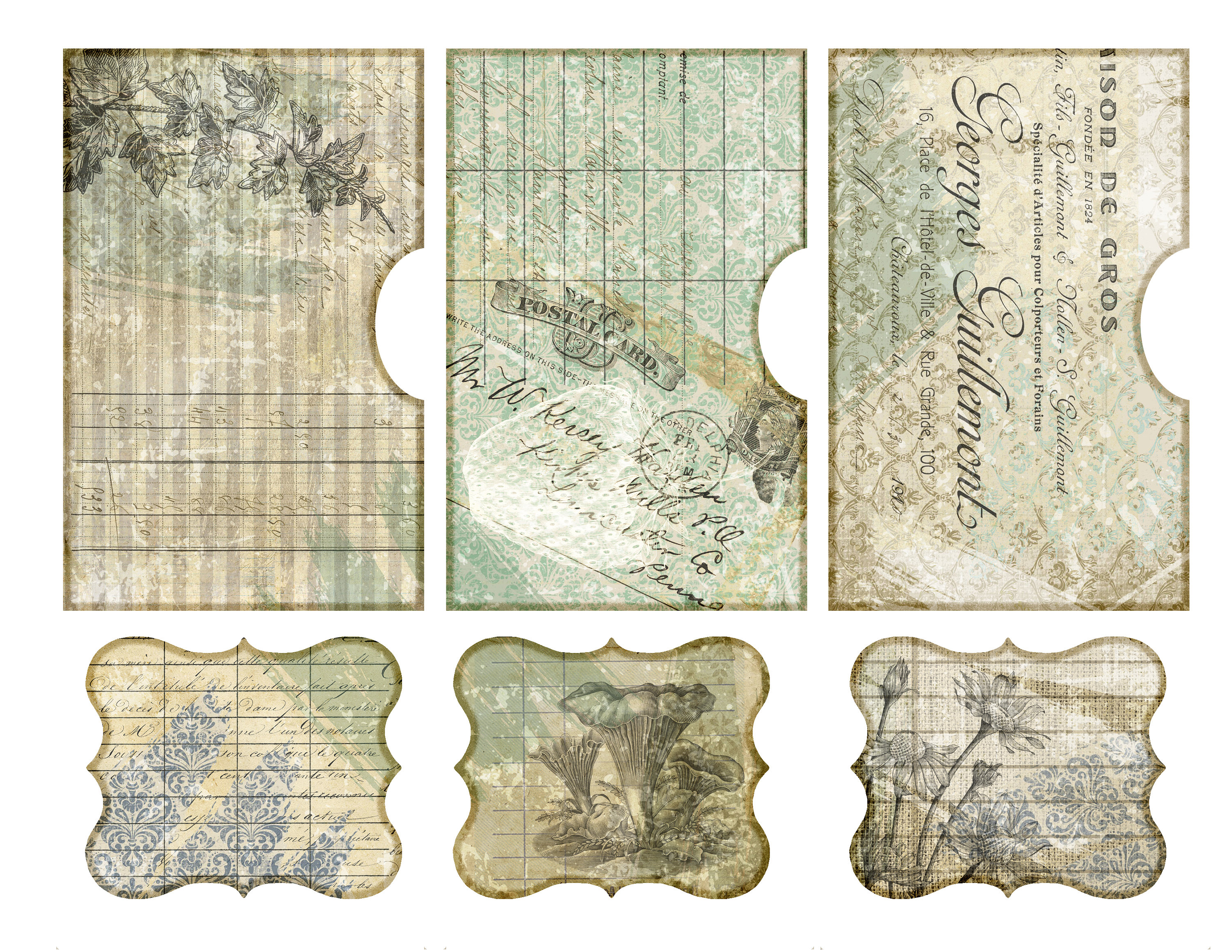 Neutral junk journal pockets printable tags and labels 7 Etsy