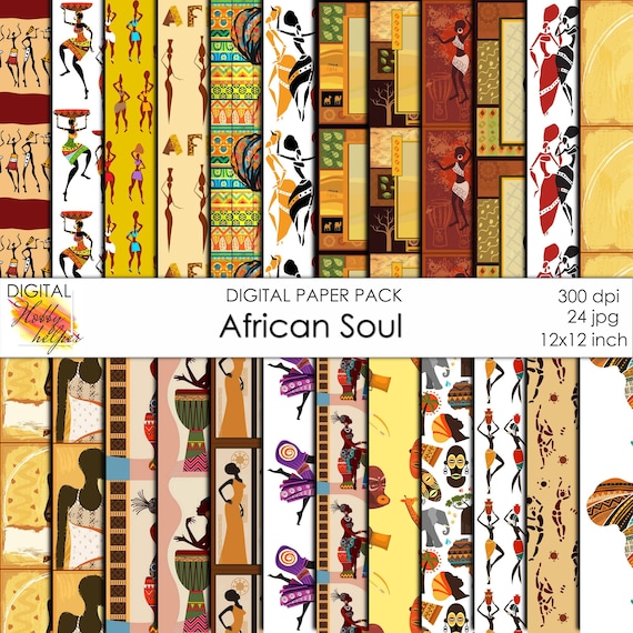 African digital paper pack 24 printable scrapbooking papers | Etsy