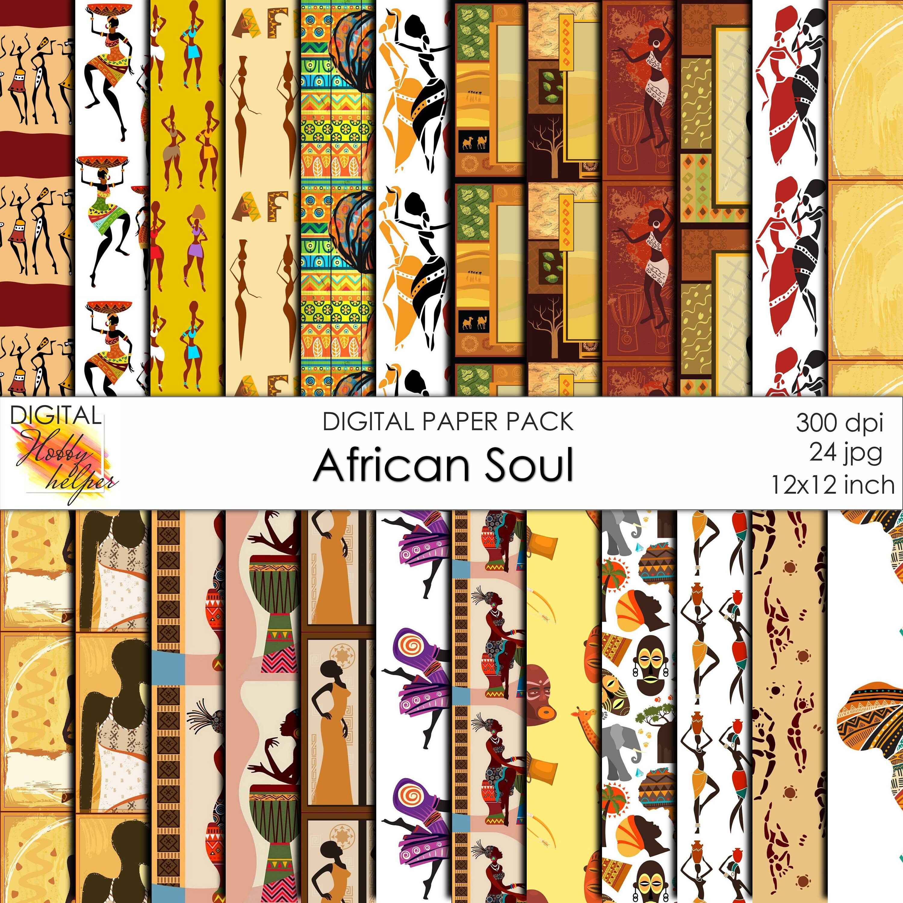 African digital paper pack 24 printable scrapbooking papers Etsy