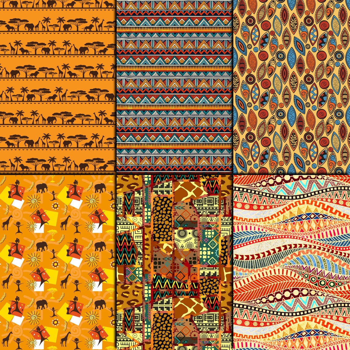 African digital paper pack 24 printable scrapbooking papers Etsy
