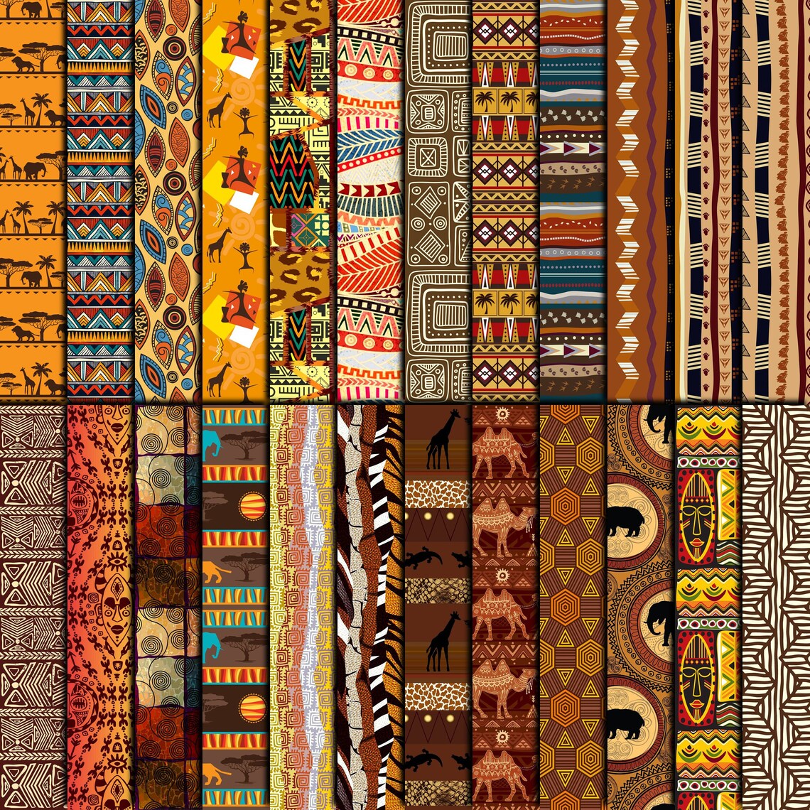 African digital paper pack 24 printable scrapbooking papers | Etsy