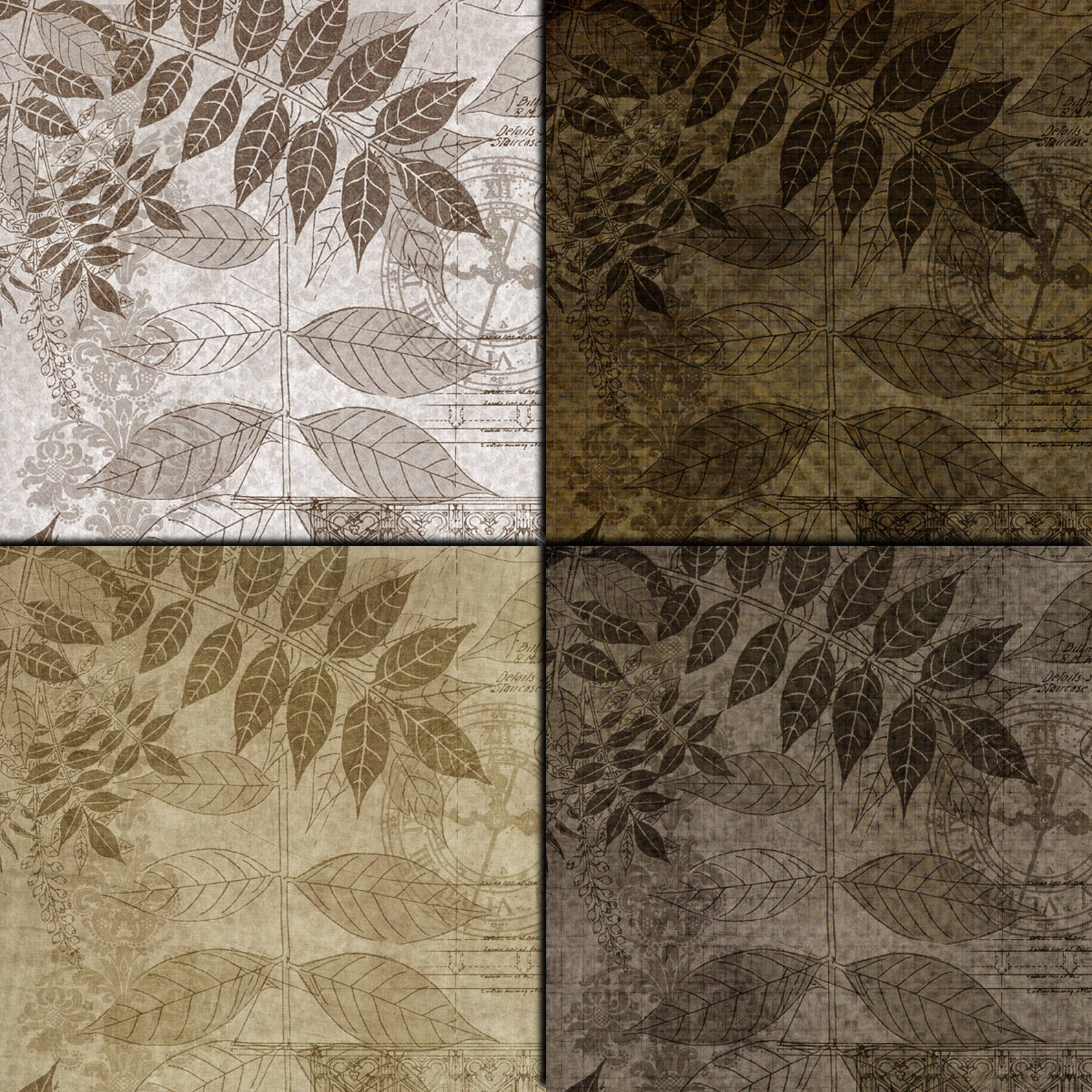 Brown vintage digital paper pack 16 printable scrapbooking Etsy