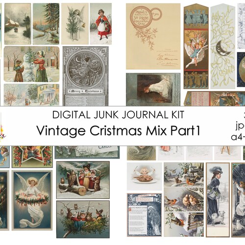 Scrapbook Junk Journal Christmas Cards Vintage Cards December Collage ...