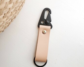 Leather key ring with spring clasp, key fob