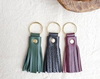 Key chain leather tassel, leather key ring tassel