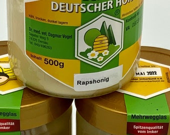 Raps Honig, echter deutscher Honig, naturbelassener Honig, cremig gerührt.