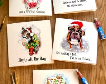 Christmas Card value Pack B (cute animals) original illustrations - made in Ireland
